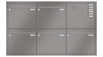 Leabox Briefkastenanlage Unterputz, Alu - Putzabdeckrahmen, Kastenformat 370x330x100mm, mit Klingel - und Lichttaster und Vorbereitung Gegensprechanlage, 5-teilig